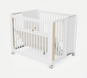 Baby cot and playpen in one. No tools, no hassle.